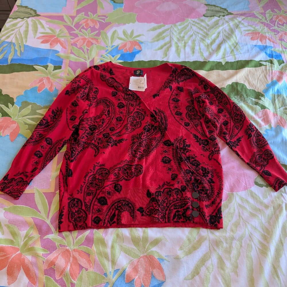 JM Collections Women's Large Red Top NWT